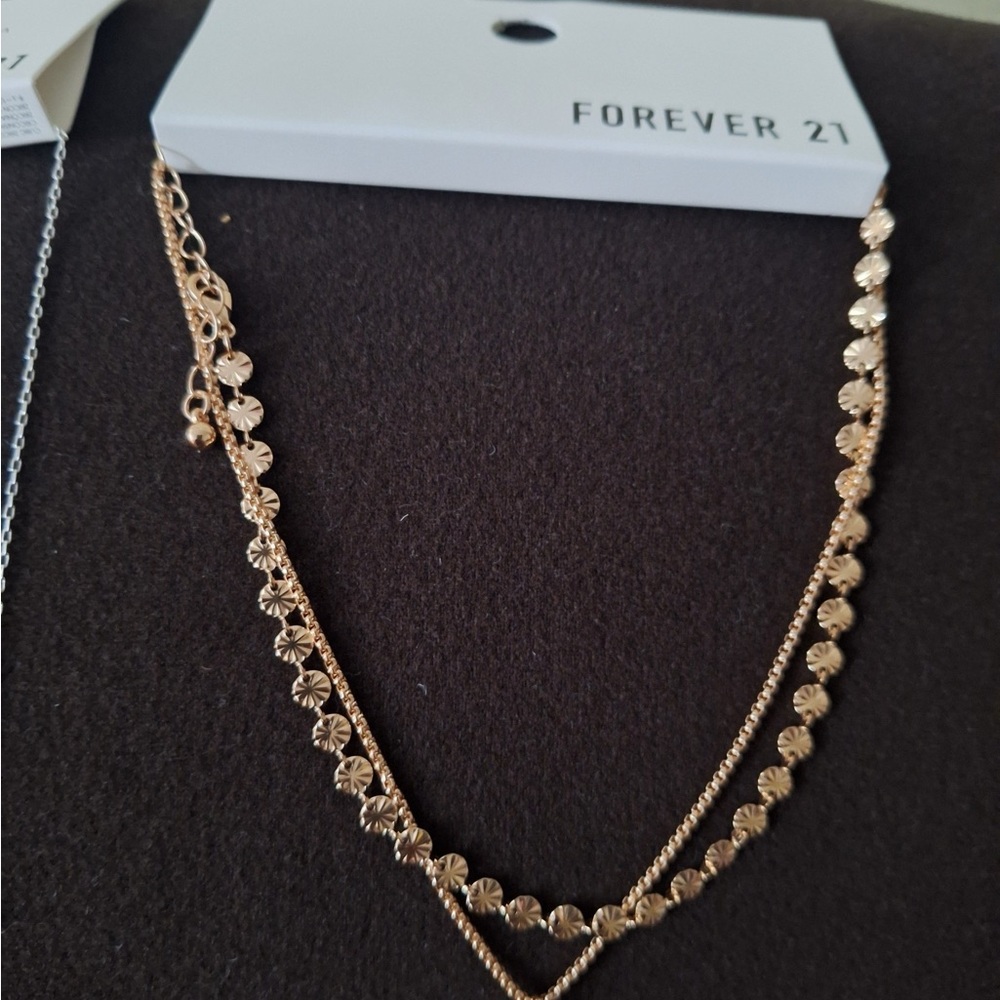 Forever 21 Gold Textured Chain Necklace